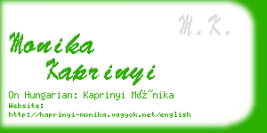 monika kaprinyi business card